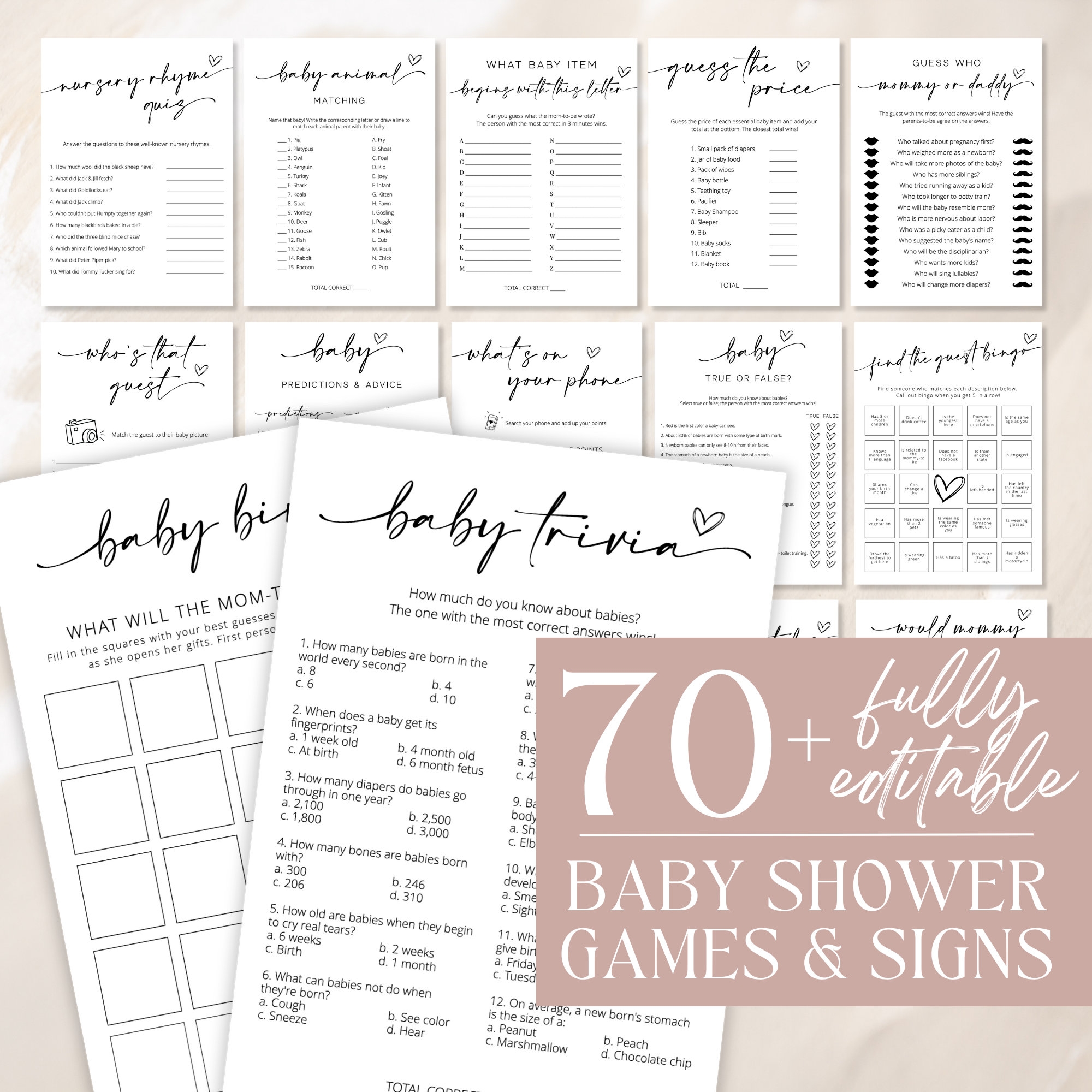 free printable baby shower games etsy