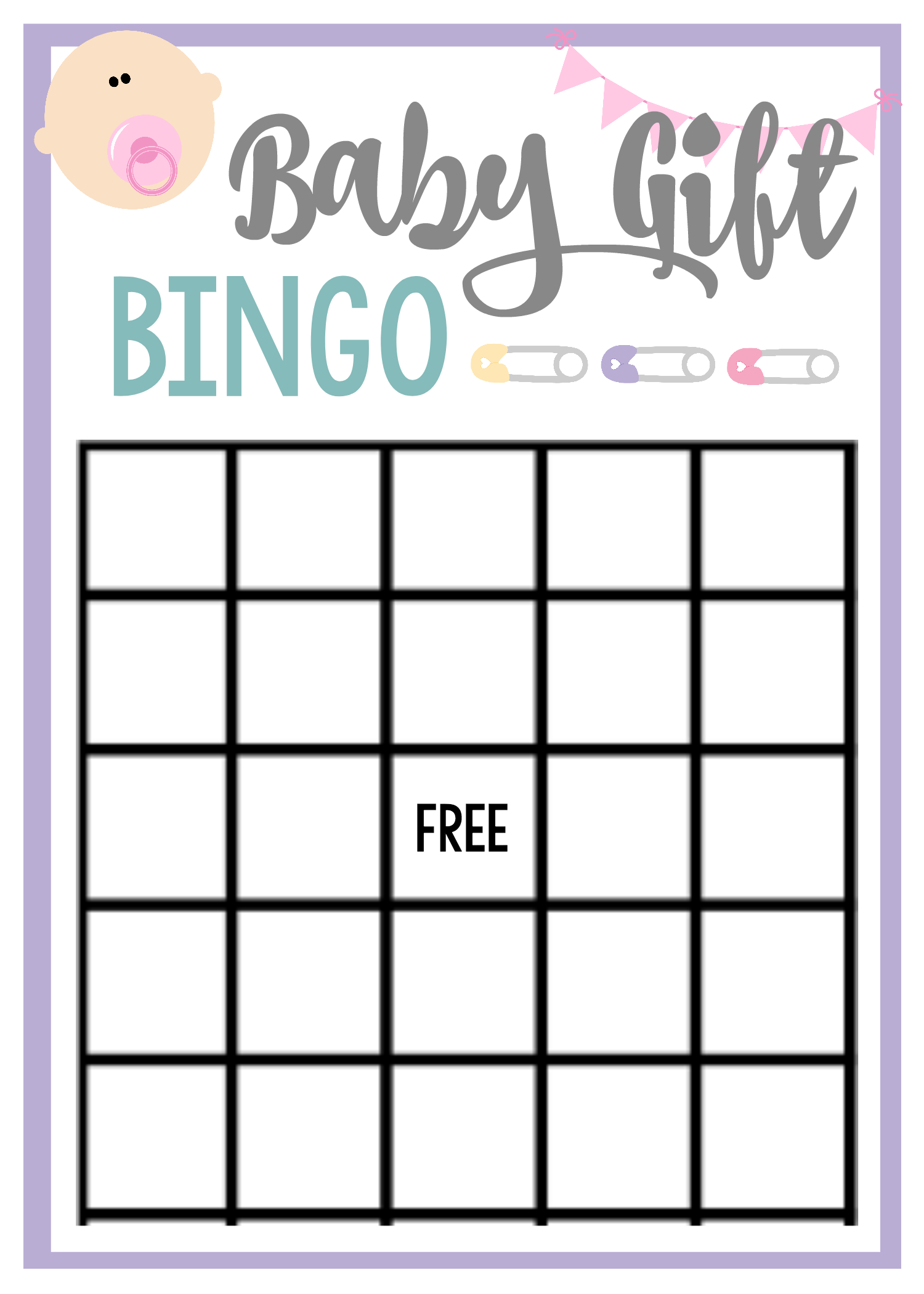 free printable baby shower games bingo
