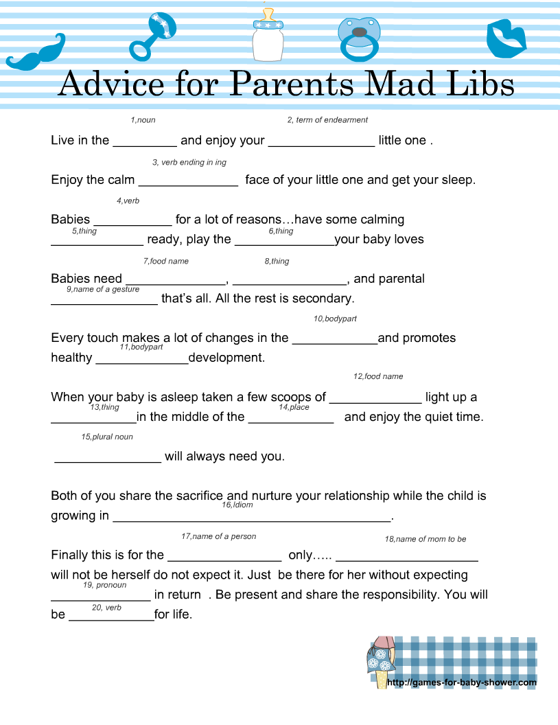 free printable baby shower mad lib game