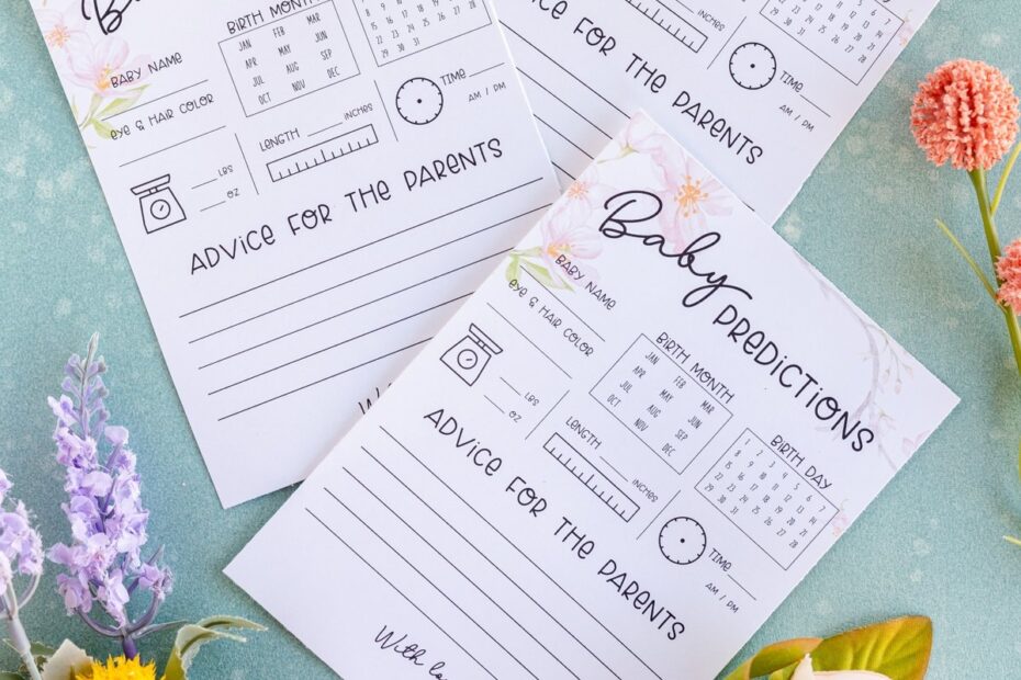 Free Printable Baby Shower Predictions U0026 Advice Cards