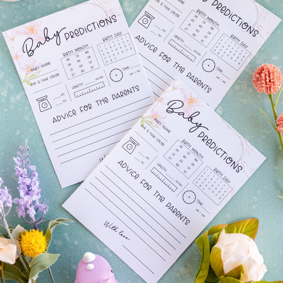 Free Printable Baby Shower Predictions U0026 Advice Cards