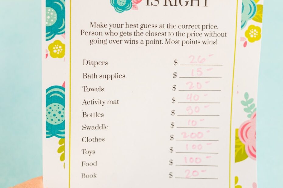 Free Printable Baby Shower Price Is Right Game Play Party Plan