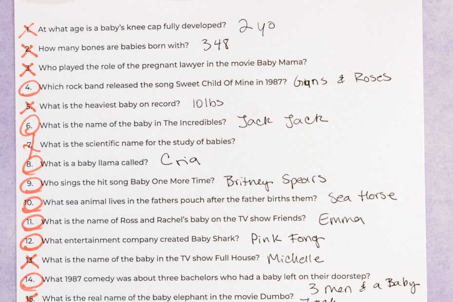 Free Printable Baby Shower Trivia Game Play Party Plan