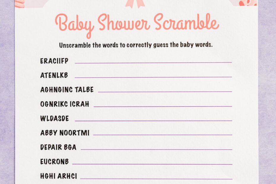Free Printable Baby Shower Word Scramble Play Party Plan