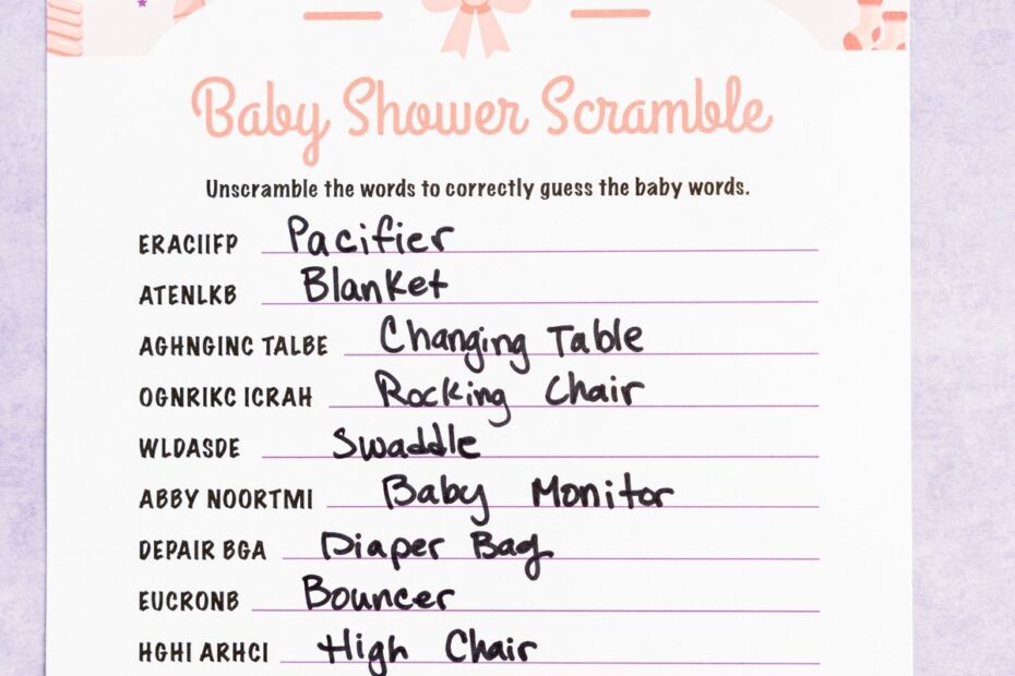 Free Printable Baby Shower Word Scramble Play Party Plan