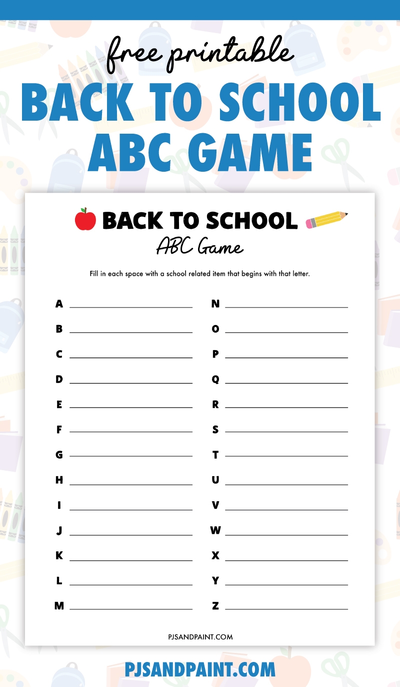 Free Printable Back To School ABC Game Pjs And Paint