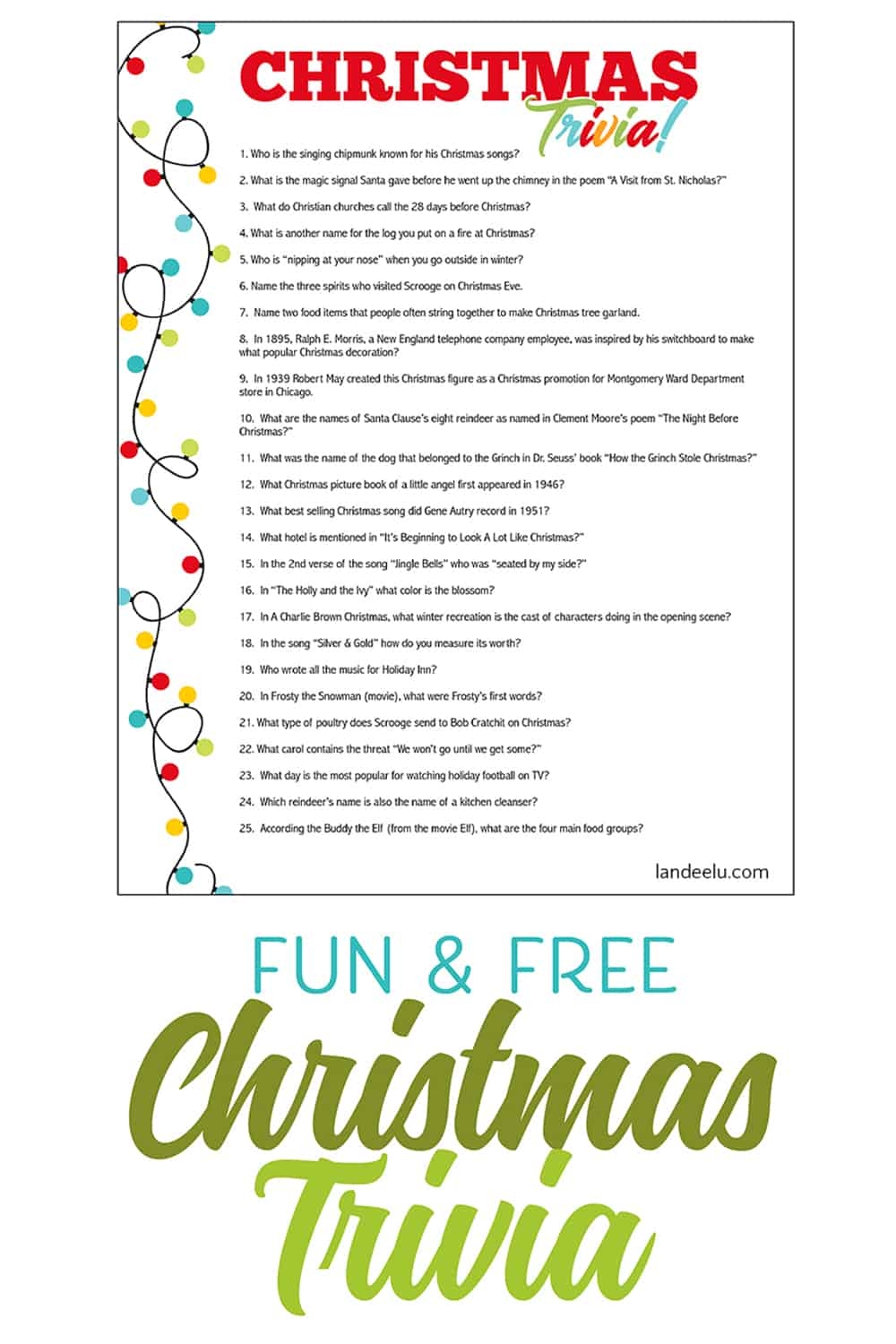 Free Printable Christmas Games With Answers For Adults Worksheets Library