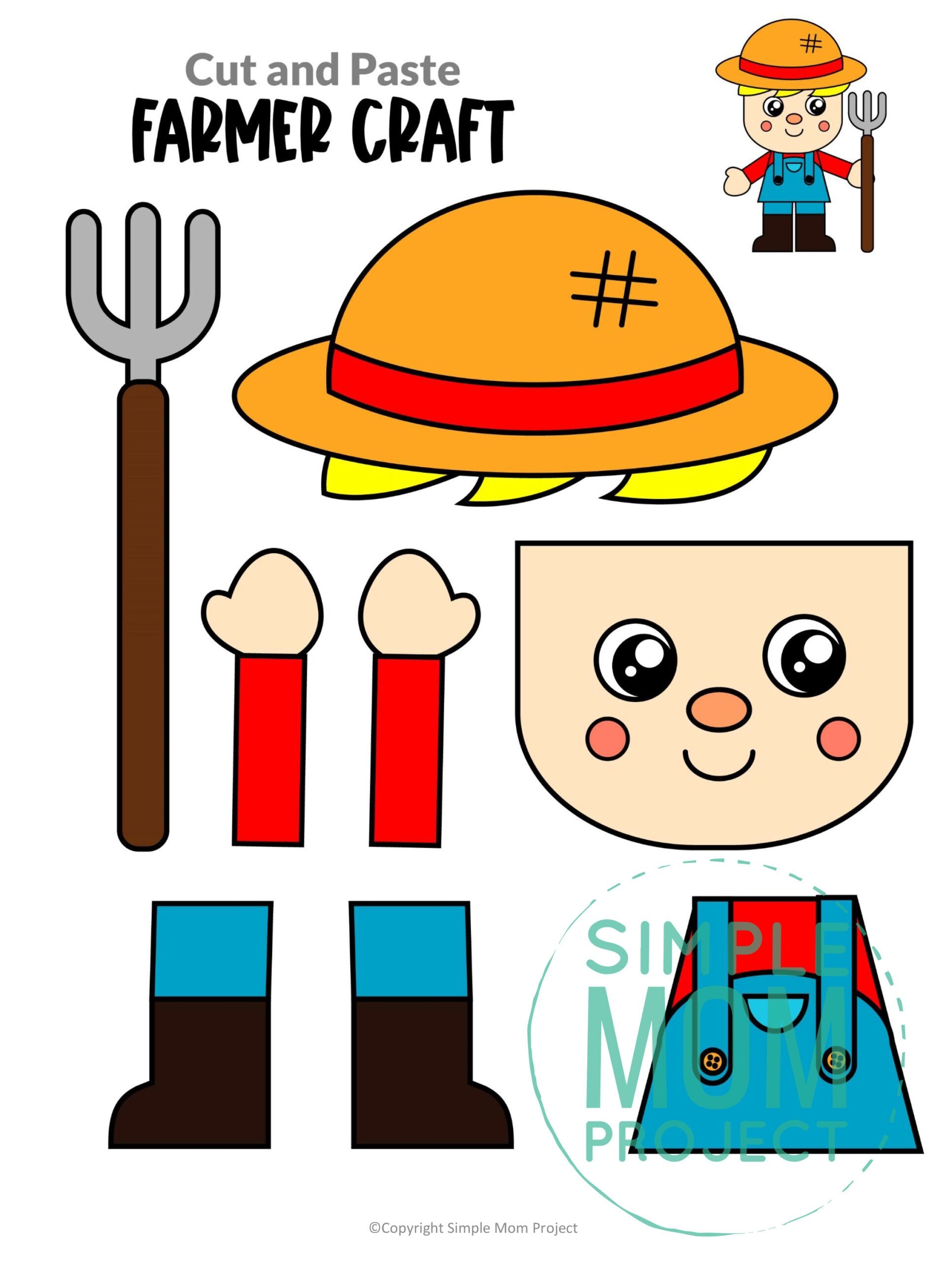 Free Printable Farmer Craft Template Simple Mom Project