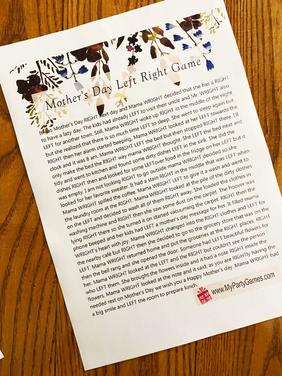 free pdf printable left right mother's day game
