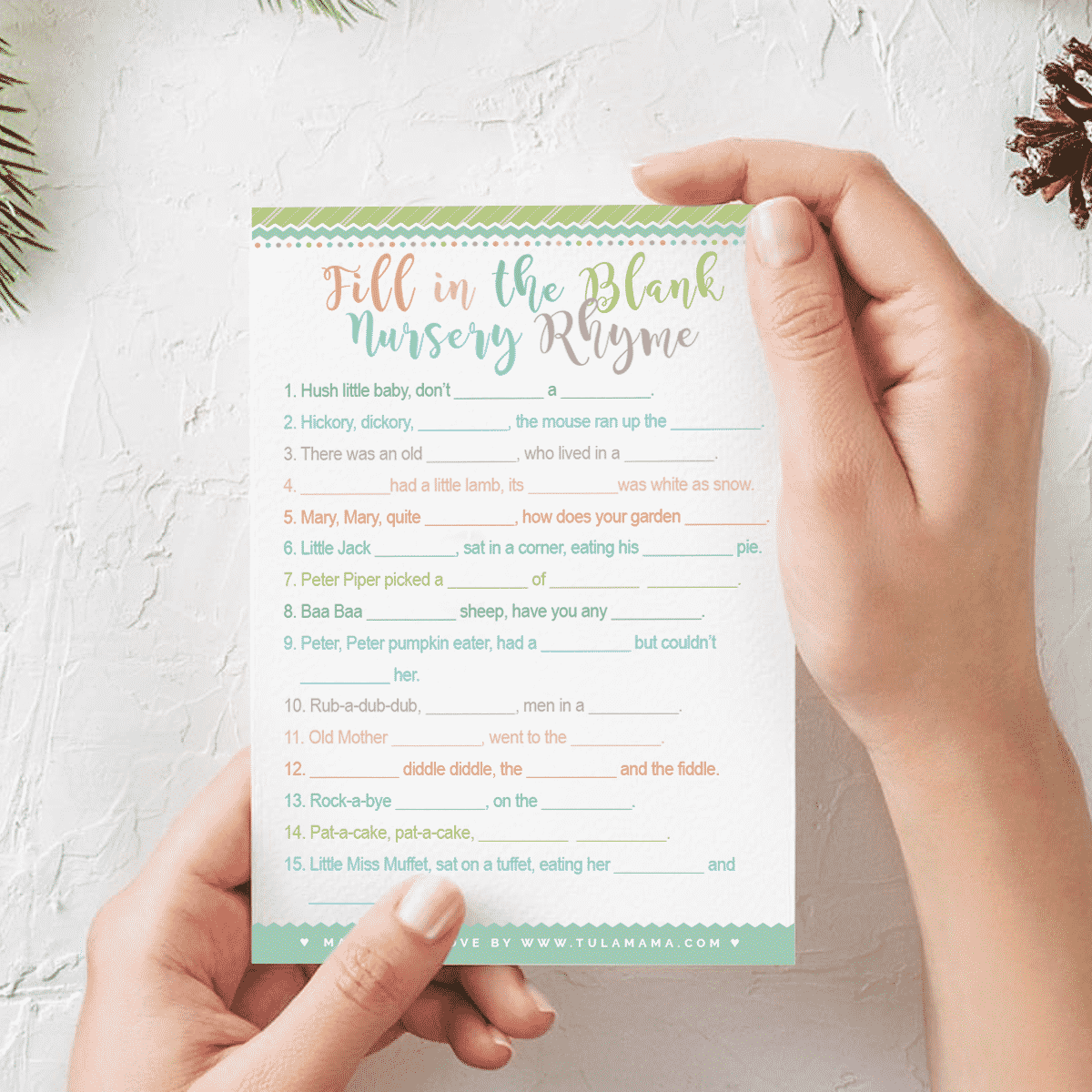 Free Printable Nursery Rhyme Baby Shower Game Tulamama