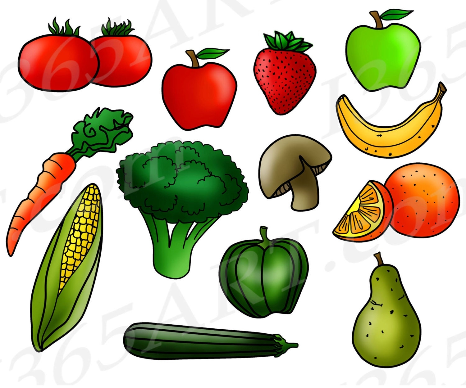 Fruit And Vegetable Clipart Food Group Graphics PNG U0026 JPEG Etsy