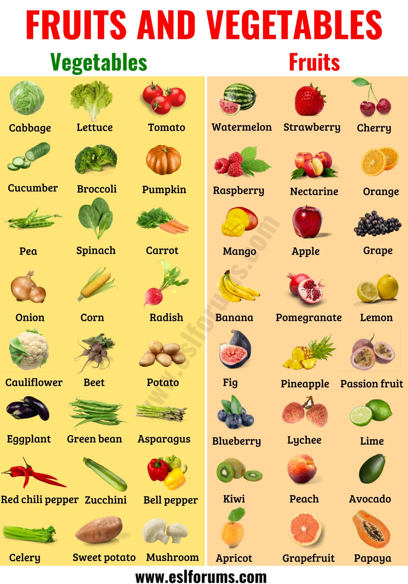 Fruits And Vegetables Names Of Vegetables And Fruits In English With ESL Picture ESL Forums