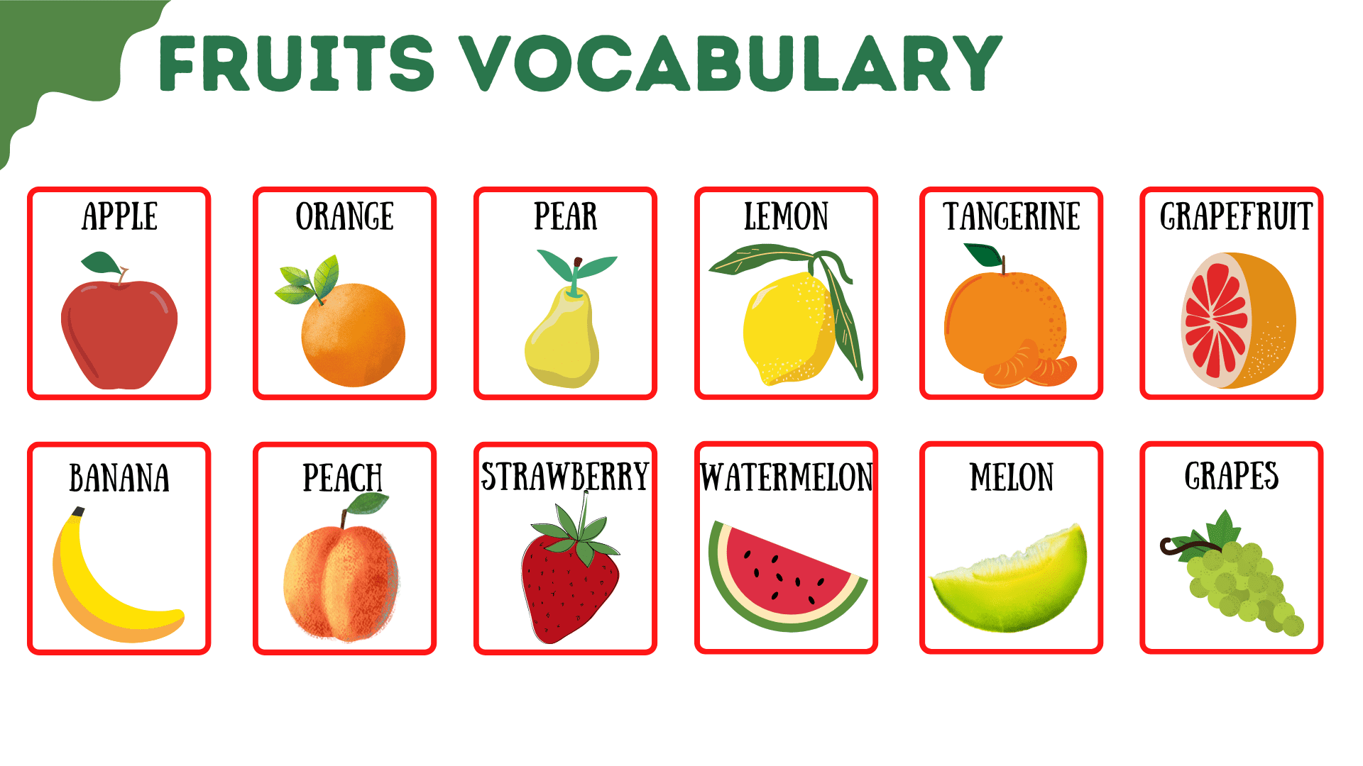 fruits name in alphabetical order with pictures