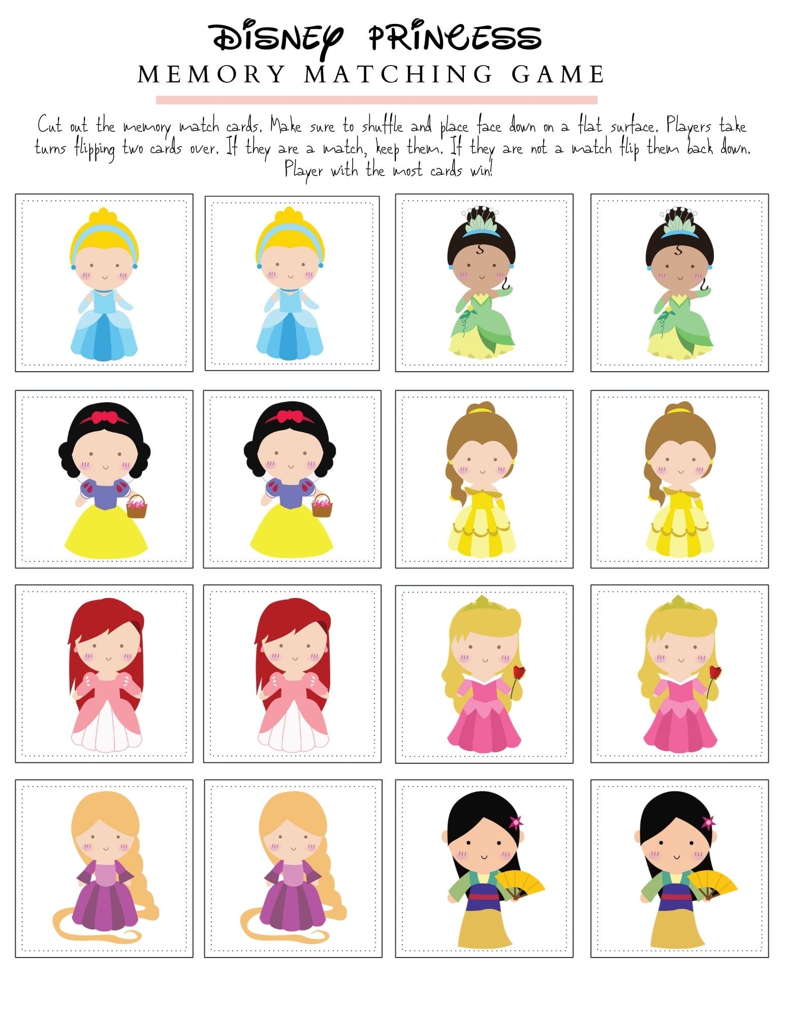 free princess printable games