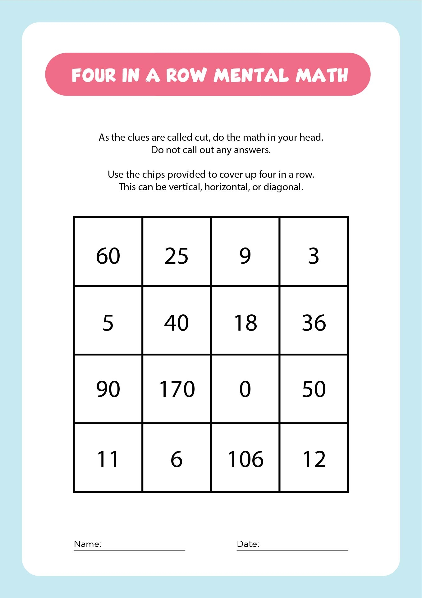 Get This Free Middle School Math Game Free Printable Worksheets Library