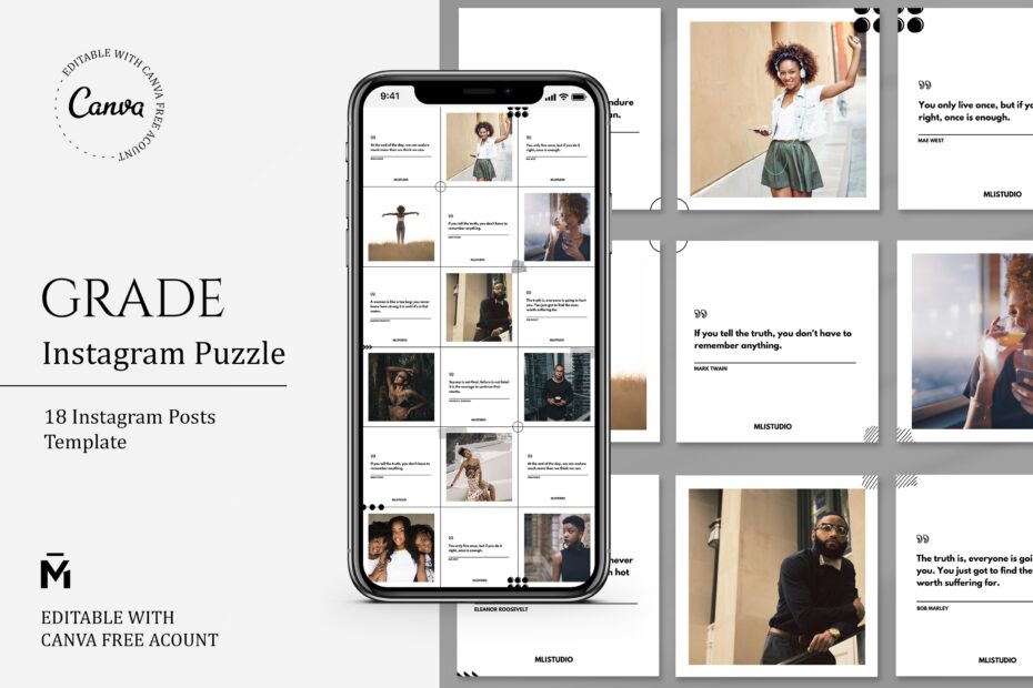 Grade PUZZLE TEMPLATE For Instagram Editable With Canva