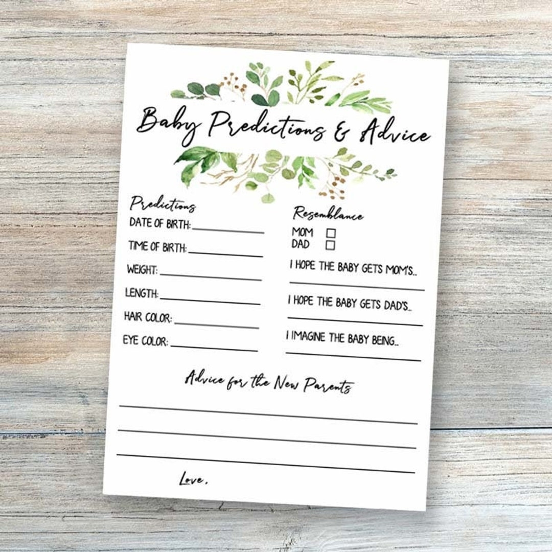 free printable baby shower prediction game