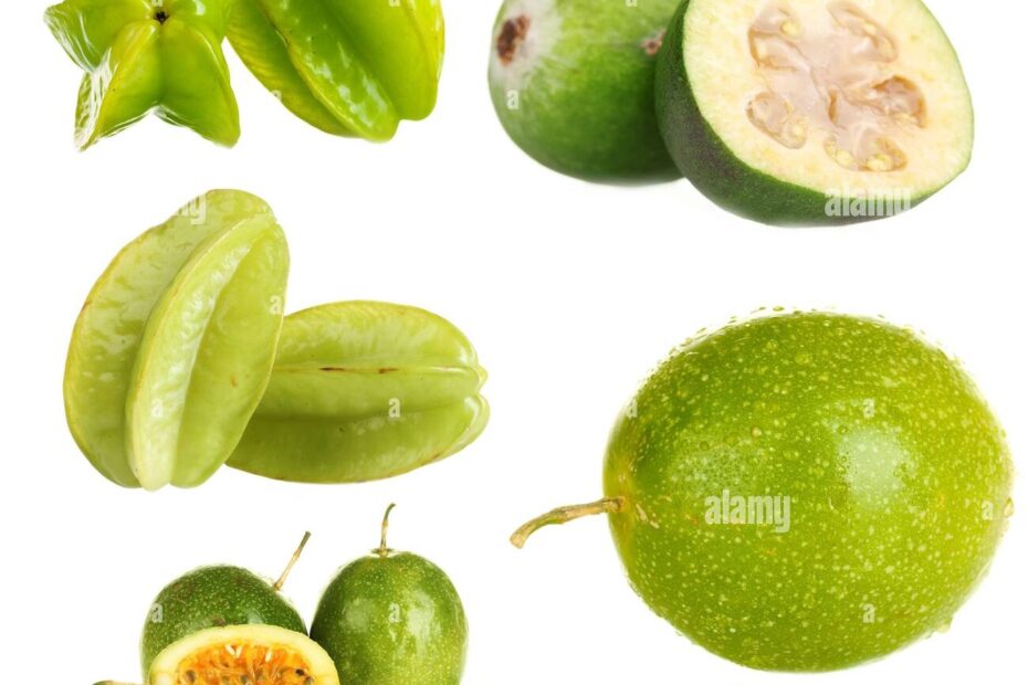 Green Exotic Fruits Isolated On White Stock Photo Alamy