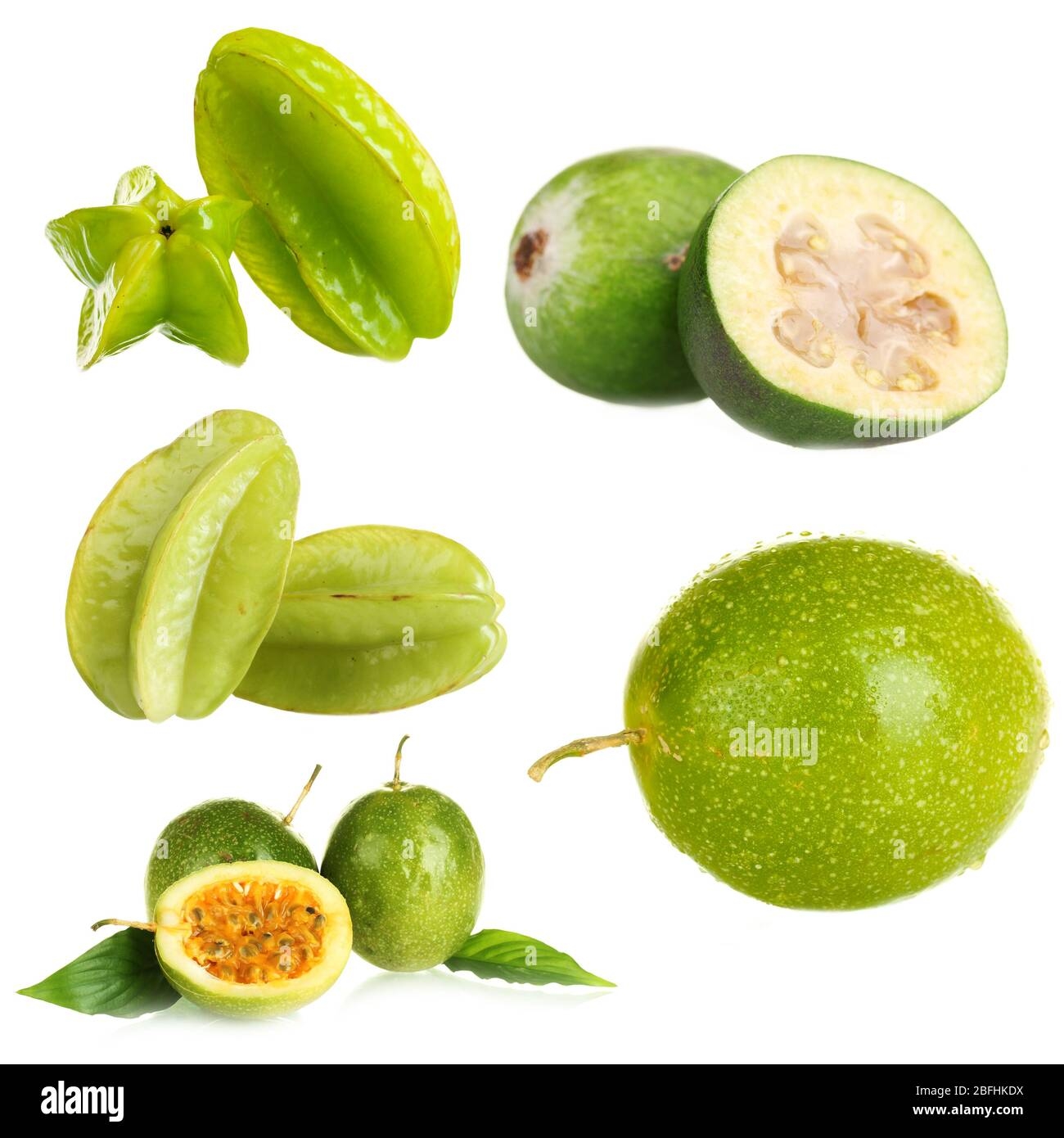 Green Exotic Fruits Isolated On White Stock Photo Alamy