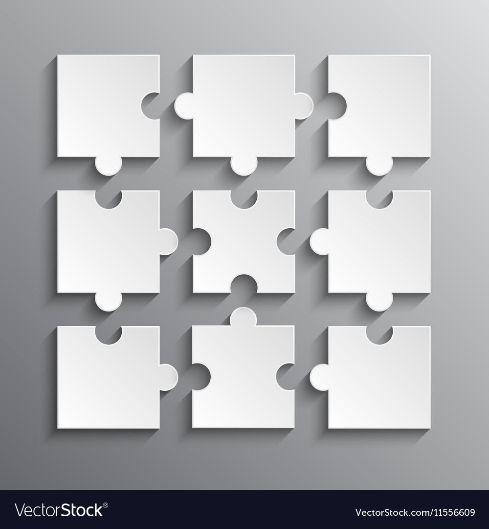 Grey Jigsaw Puzzle Pieces 9 Pieces Royalty Free Vector