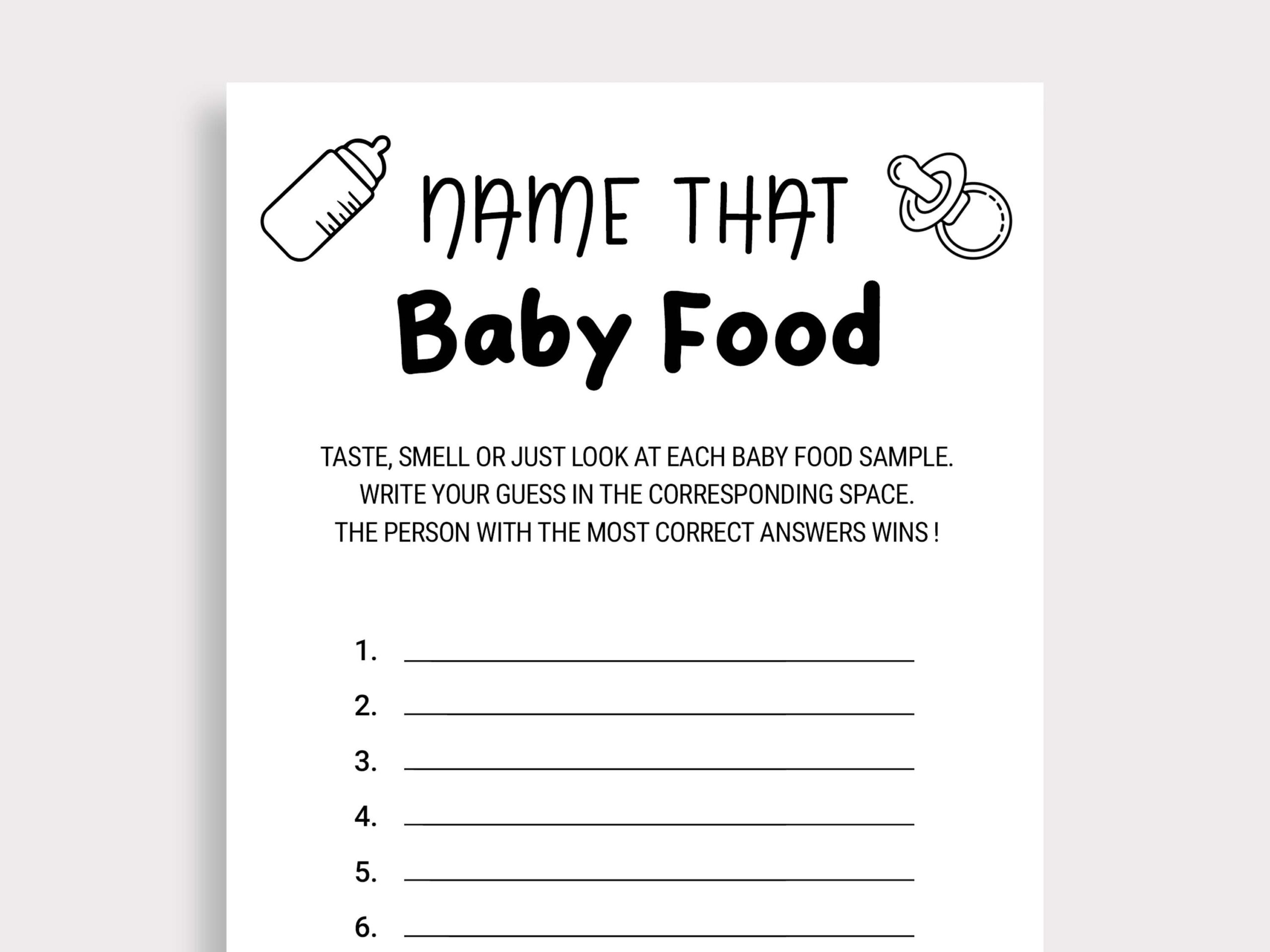 Guess The Baby Food Etsy