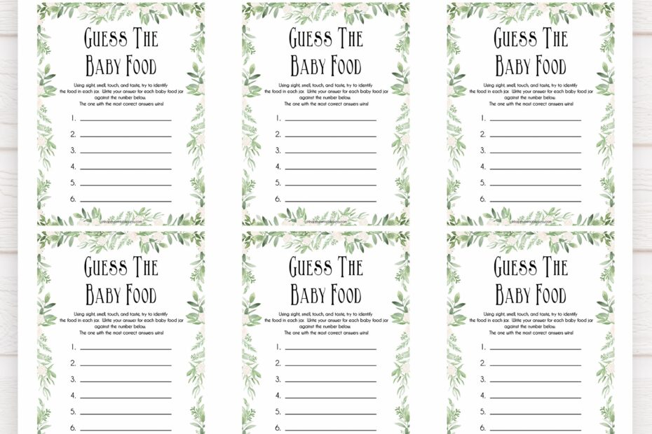 Guess The Baby Food Game Free Printable Clearance