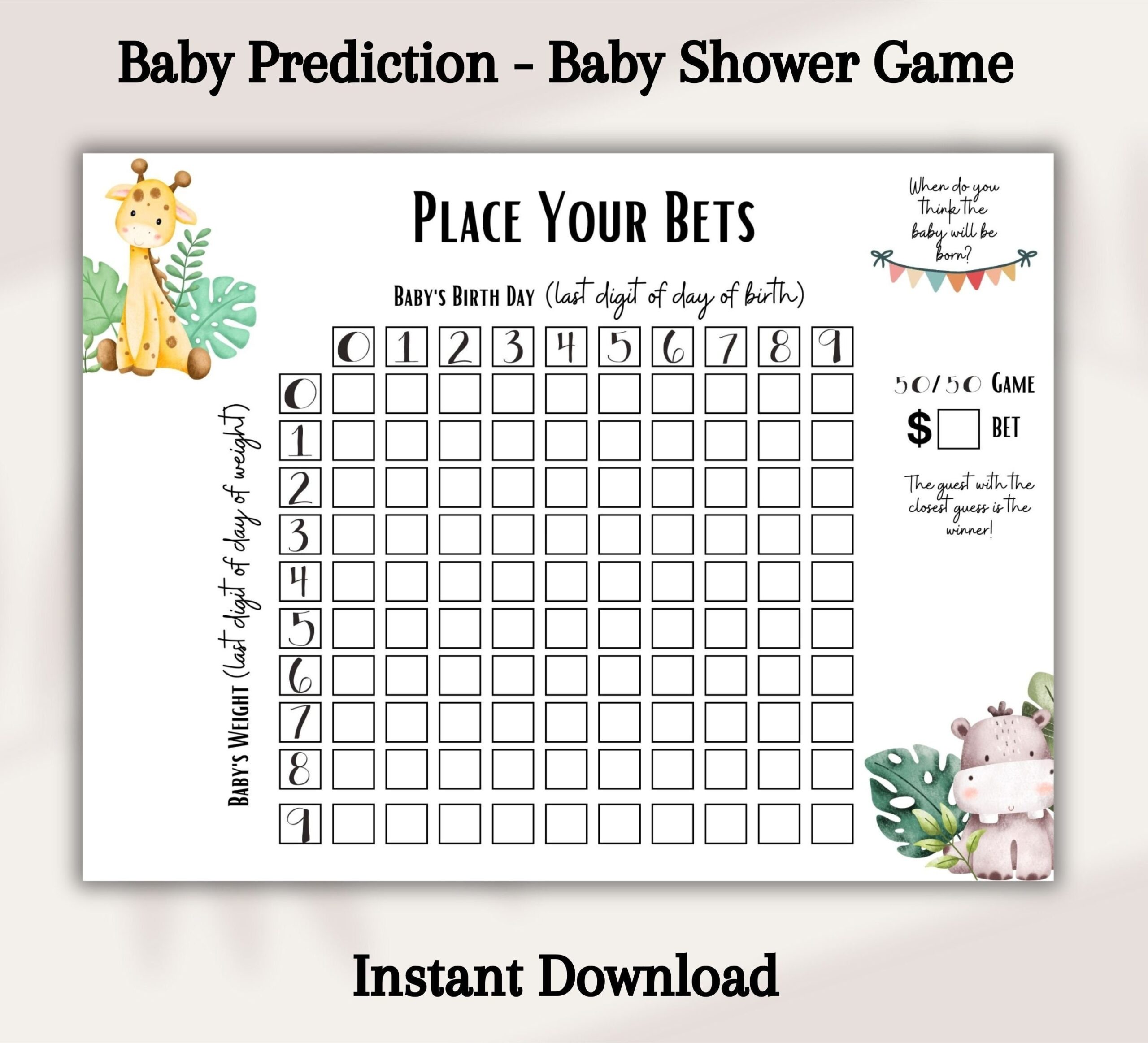 free printable baby guessing game
