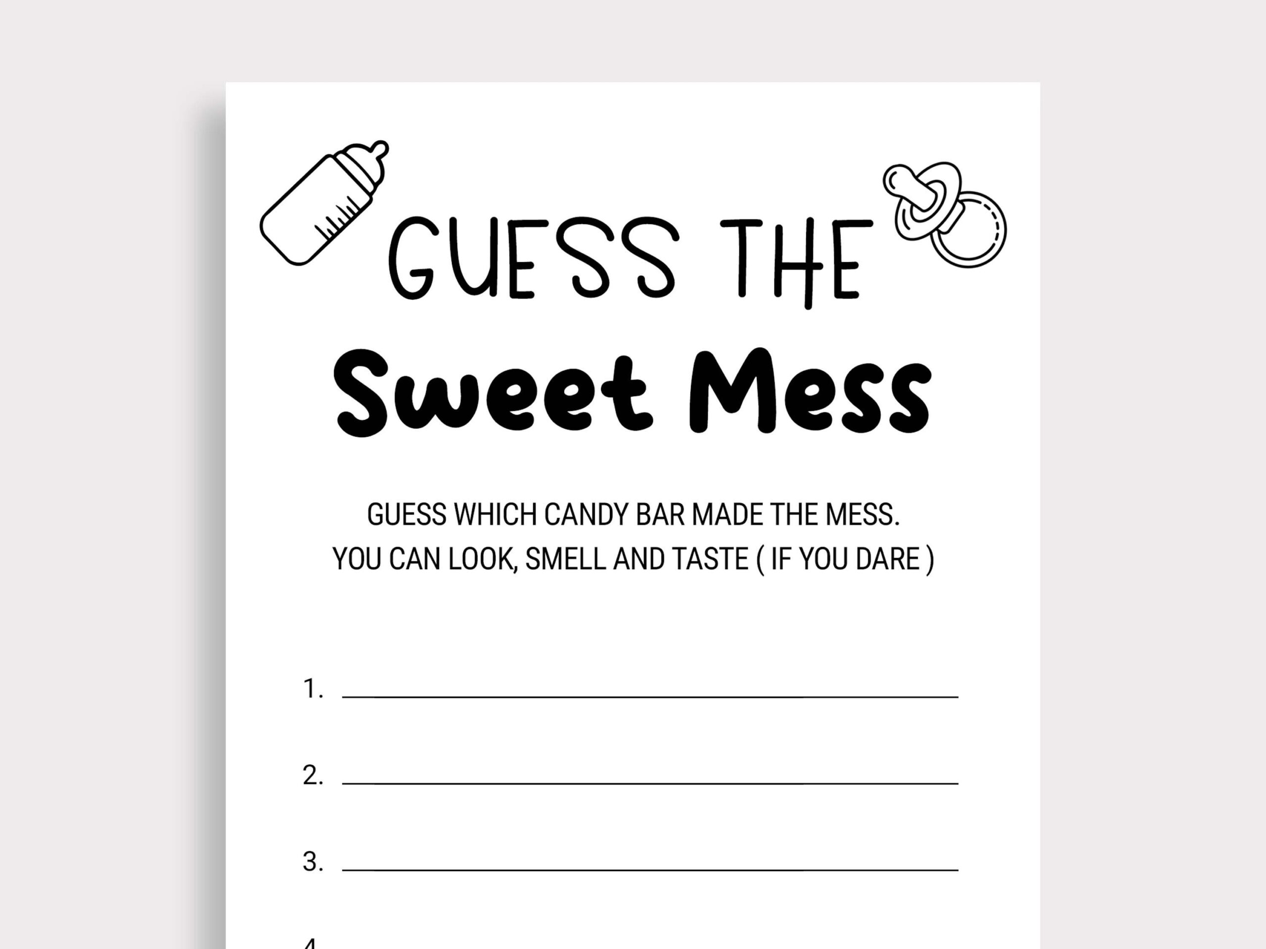 free printable baby shower candy bar game