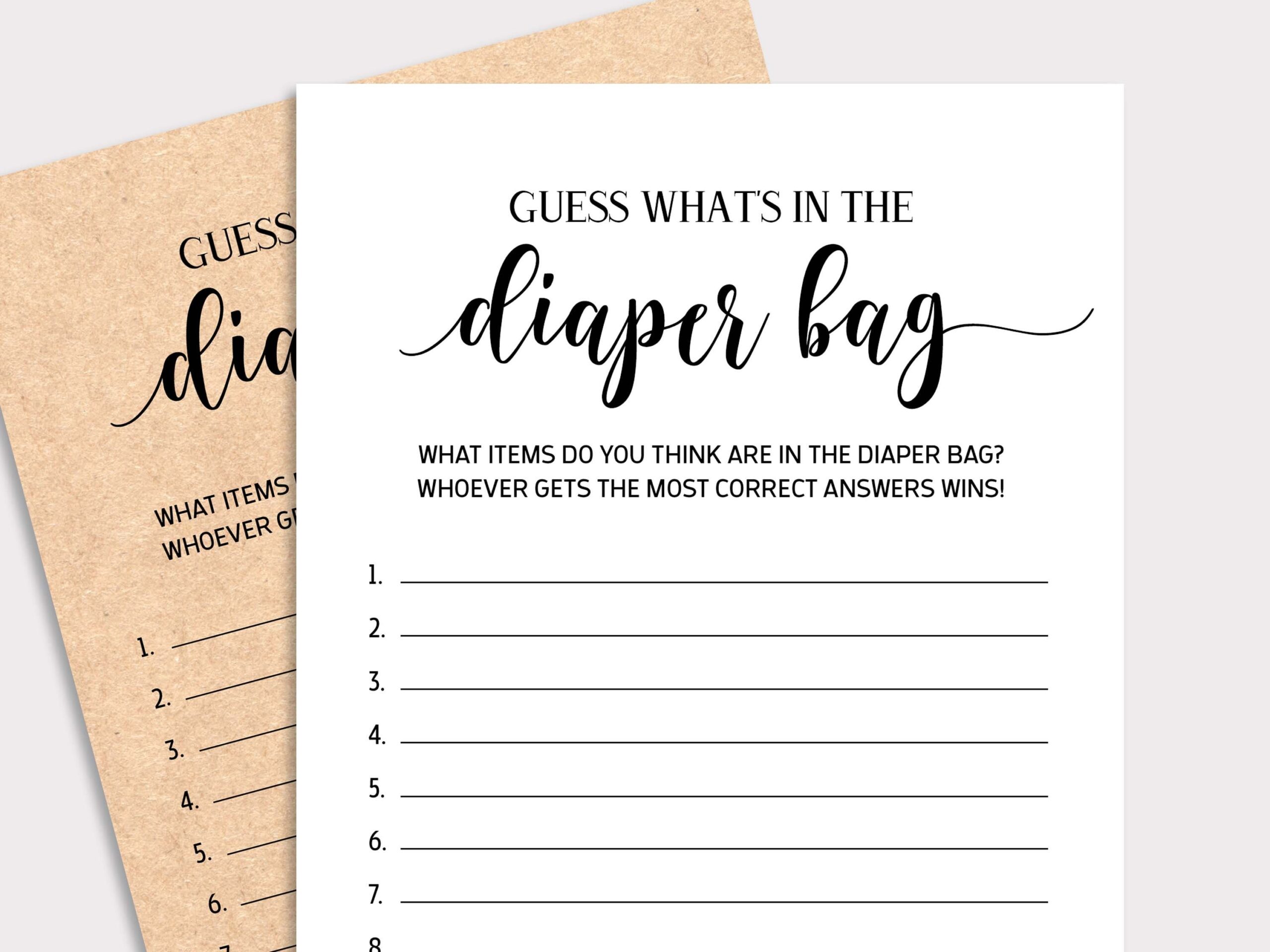 free printable baby shower games whats in the bag