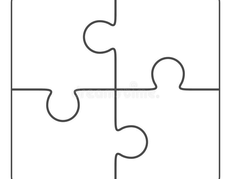 Jigsaw Puzzle Blank 2x2 Four Pieces Stock Illustration Illustration Of Background Silhouette 57166821
