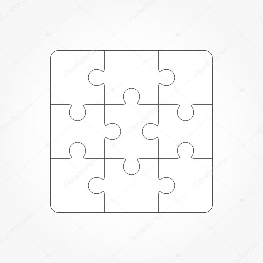 Jigsaw Puzzle Blank Template Of Nine Pieces Stock Vector By 