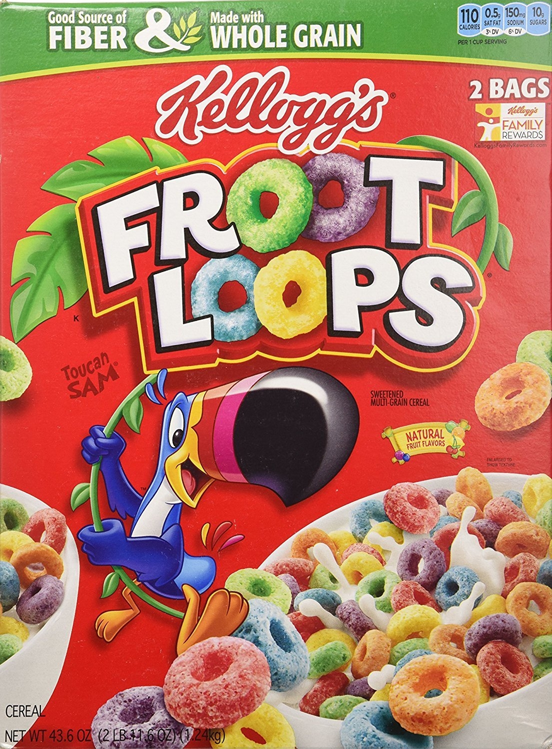 Kellogg s Froot Loops Cereal 2 Packs 43 6 Oz