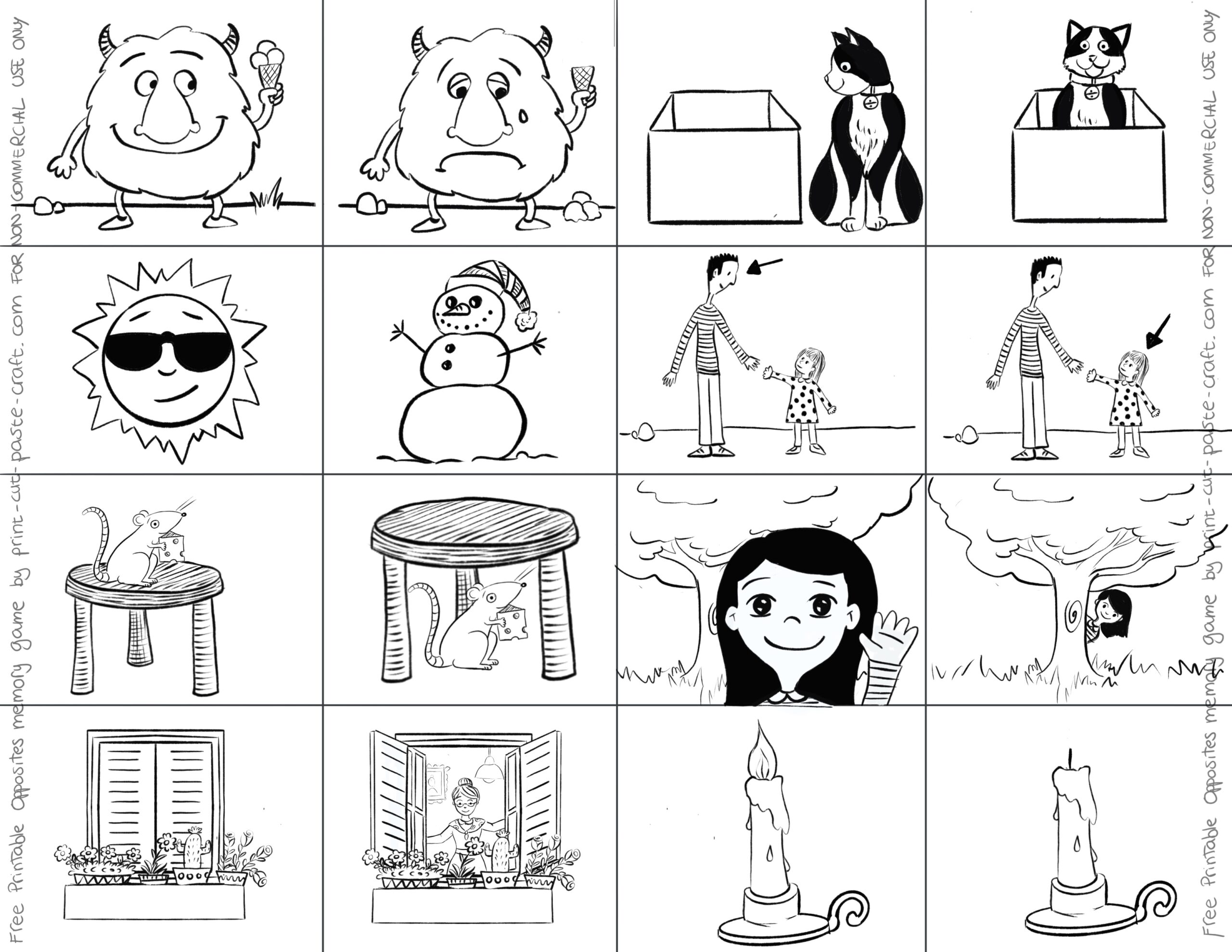 Memory Card Game Practicing Opposites A Free Printable Game Print Cut Paste Craft 
