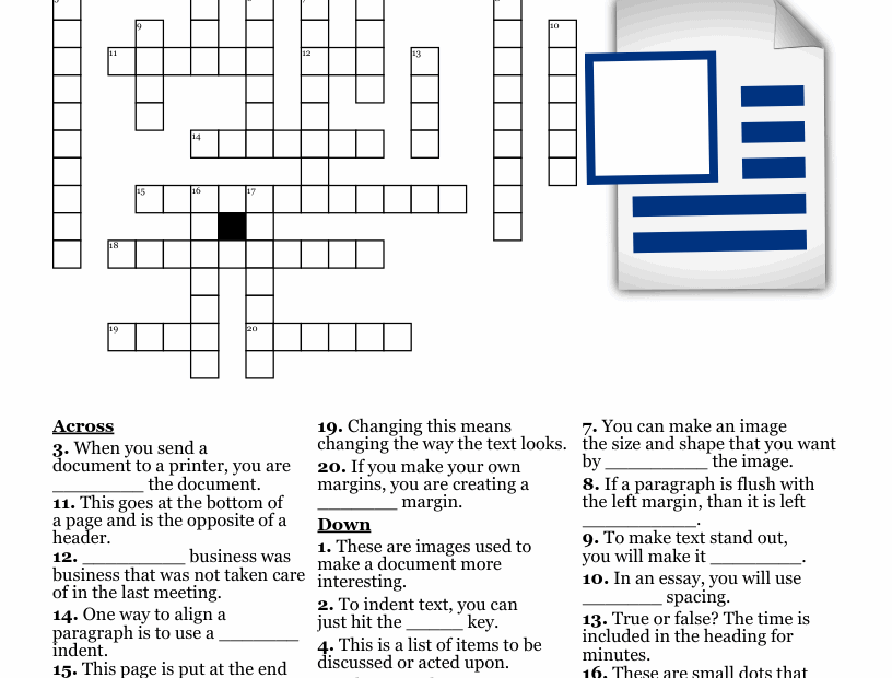 Microsoft Word Crossword Puzzle WordMint