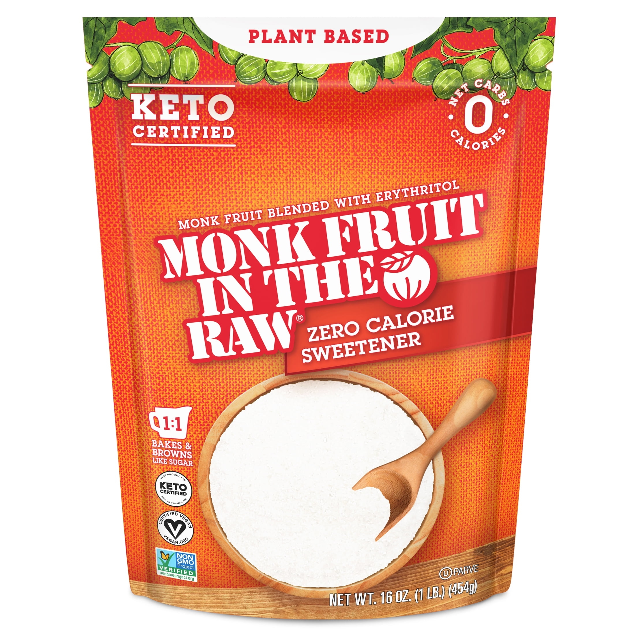 Monk Fruit In The Raw Zero Calorie Sweetener Sugar Substitute 16 