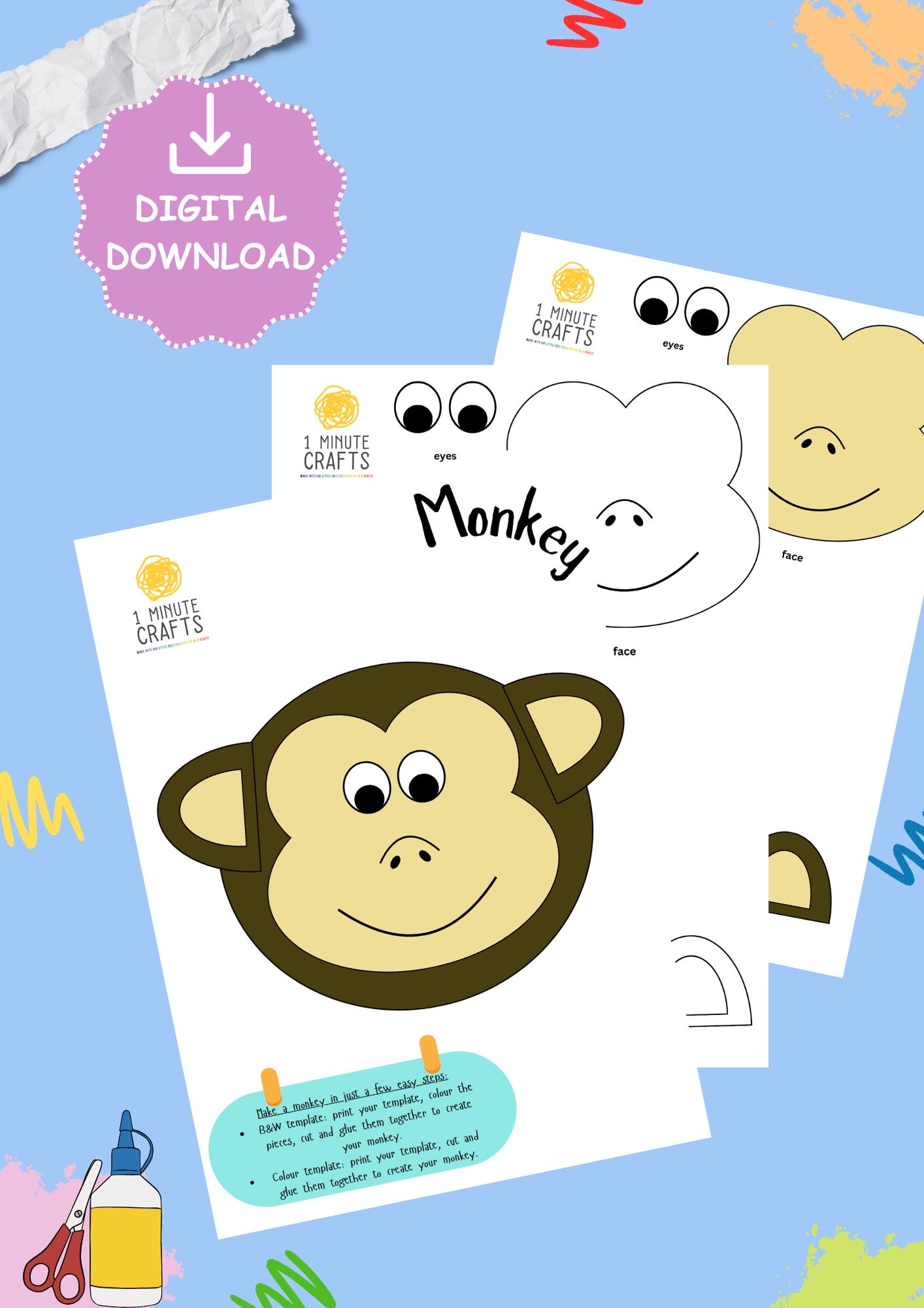 printable monkey craft template