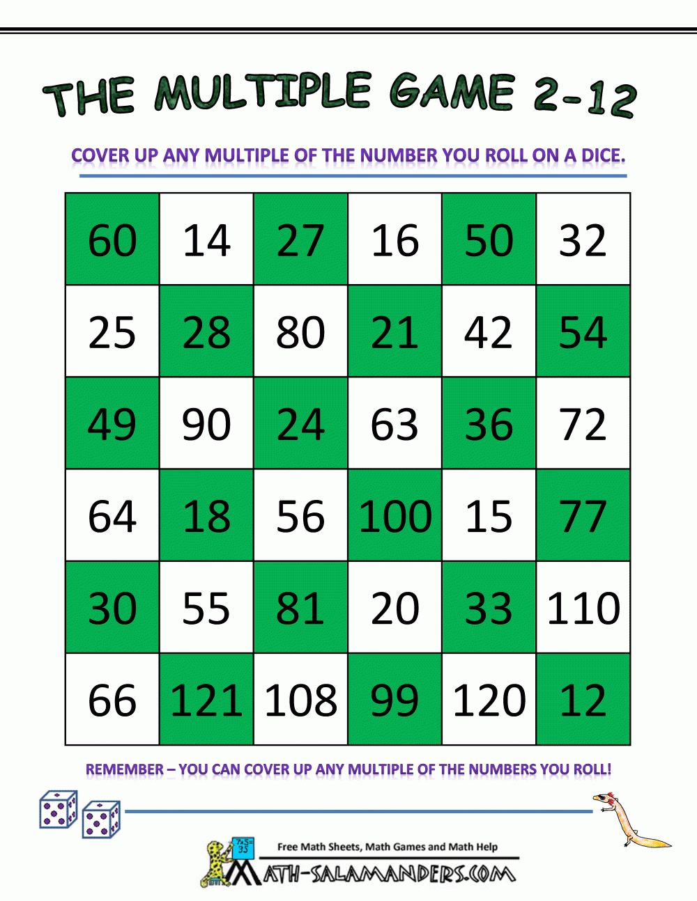Multiplication Math Games Worksheets Library