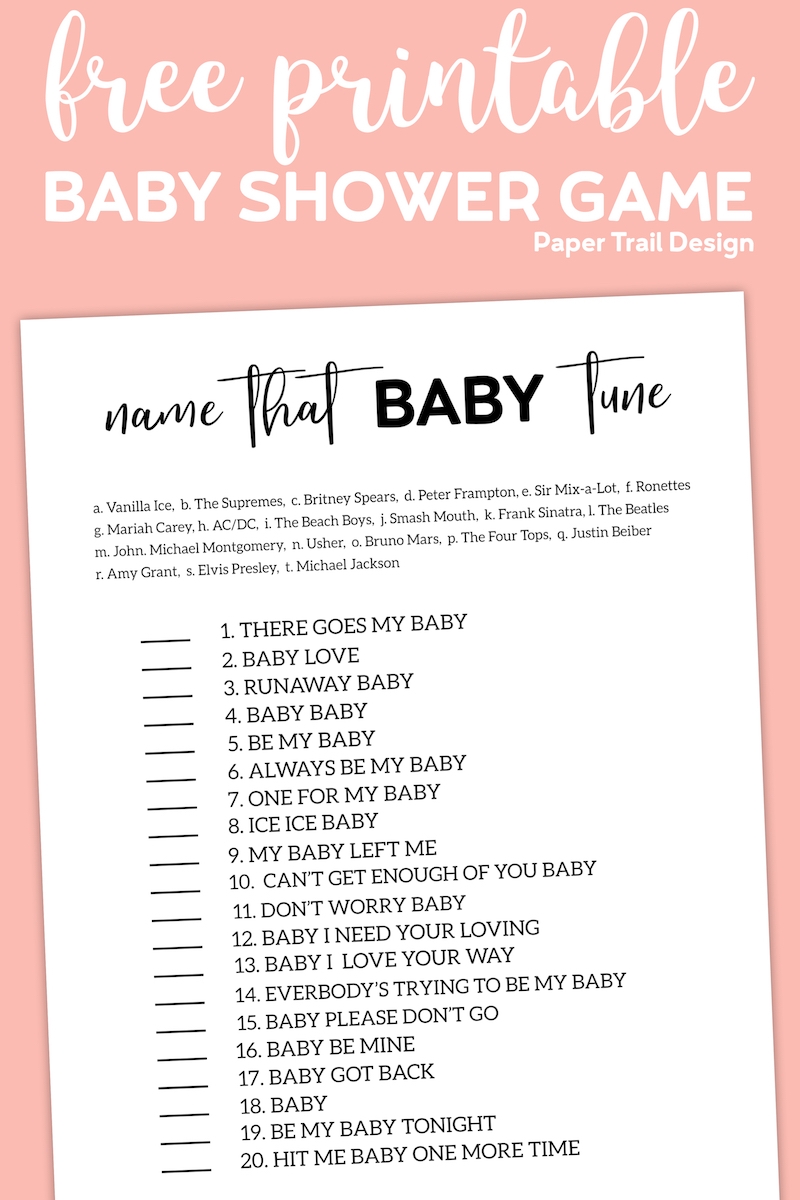 Name That Tune Baby Shower Game Paper Trail Design
