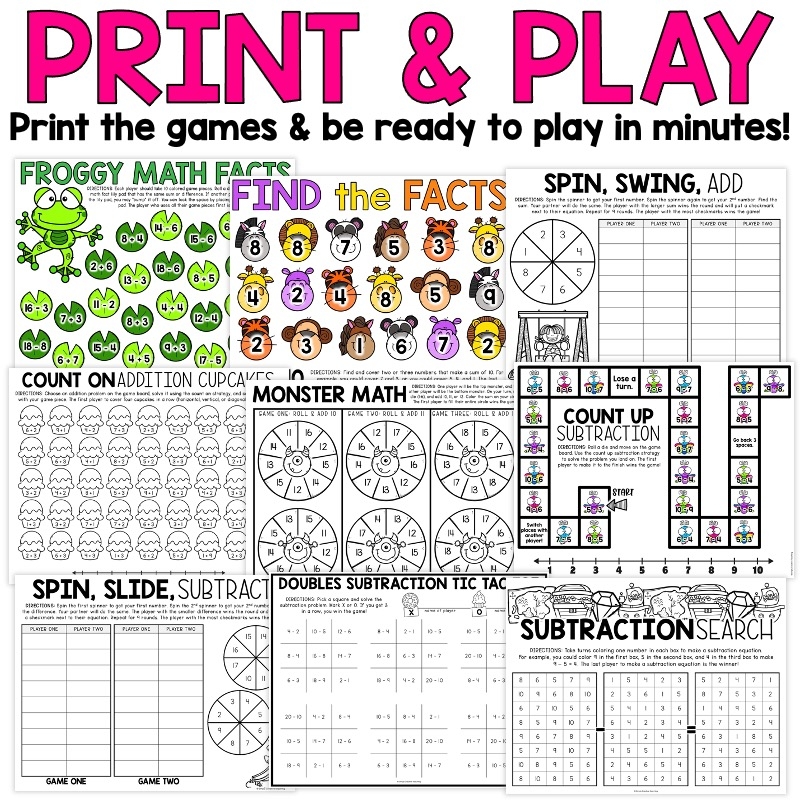 free math games no prep printable