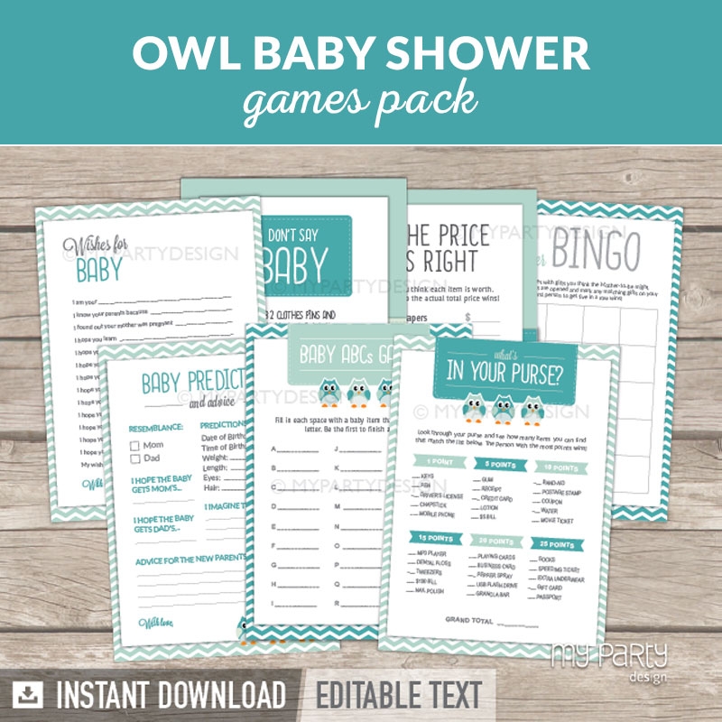 Owl Boy Baby Shower Printable Baby Shower Games