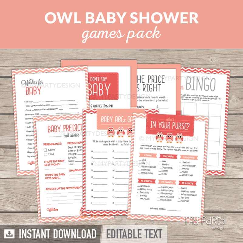 Owl Girl Baby Shower Printable Baby Shower Games