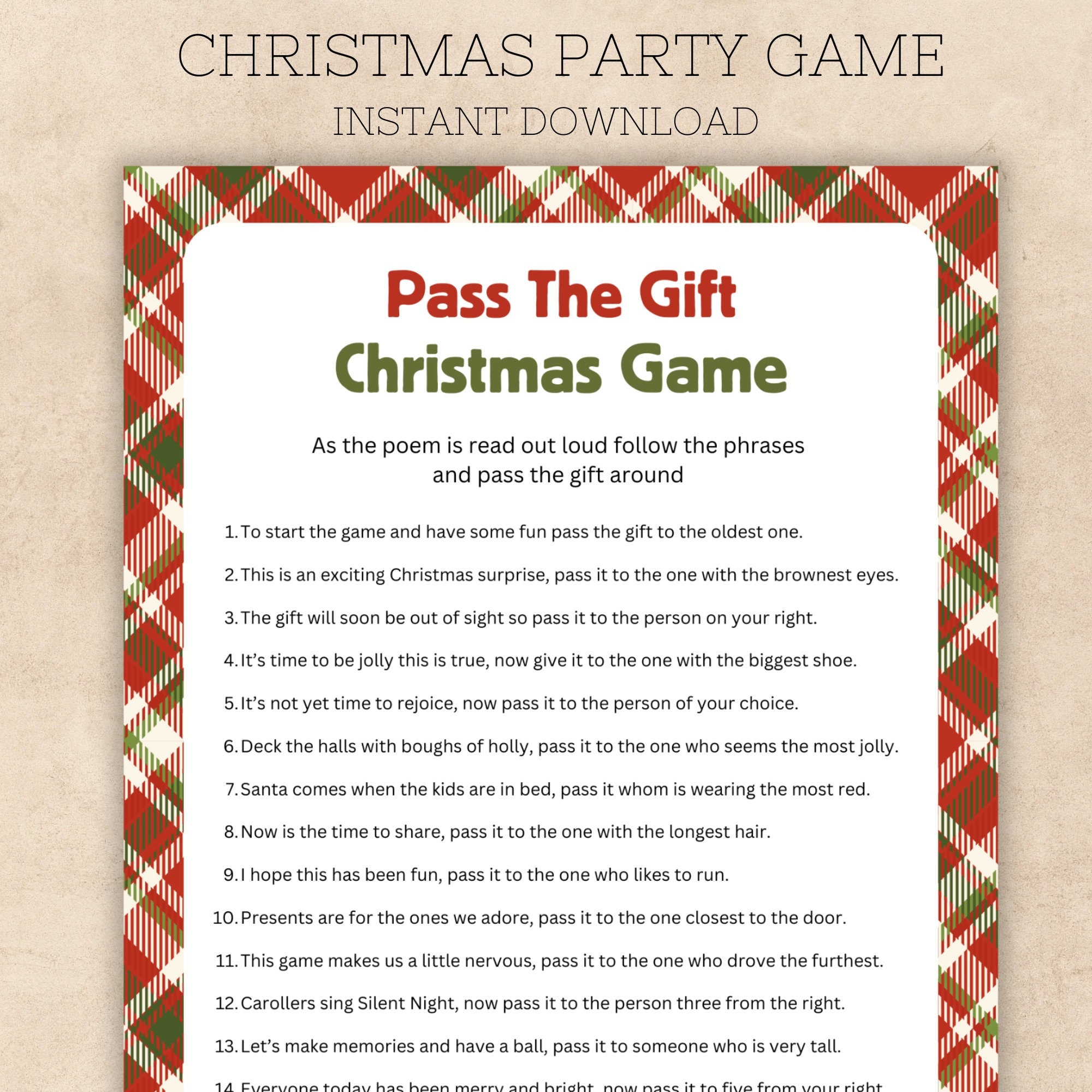 Pass The Gift Christmas Game Printable Office Christmas Party Game Pass The Parcel Game Pass The Present Game Gift Exchange Game