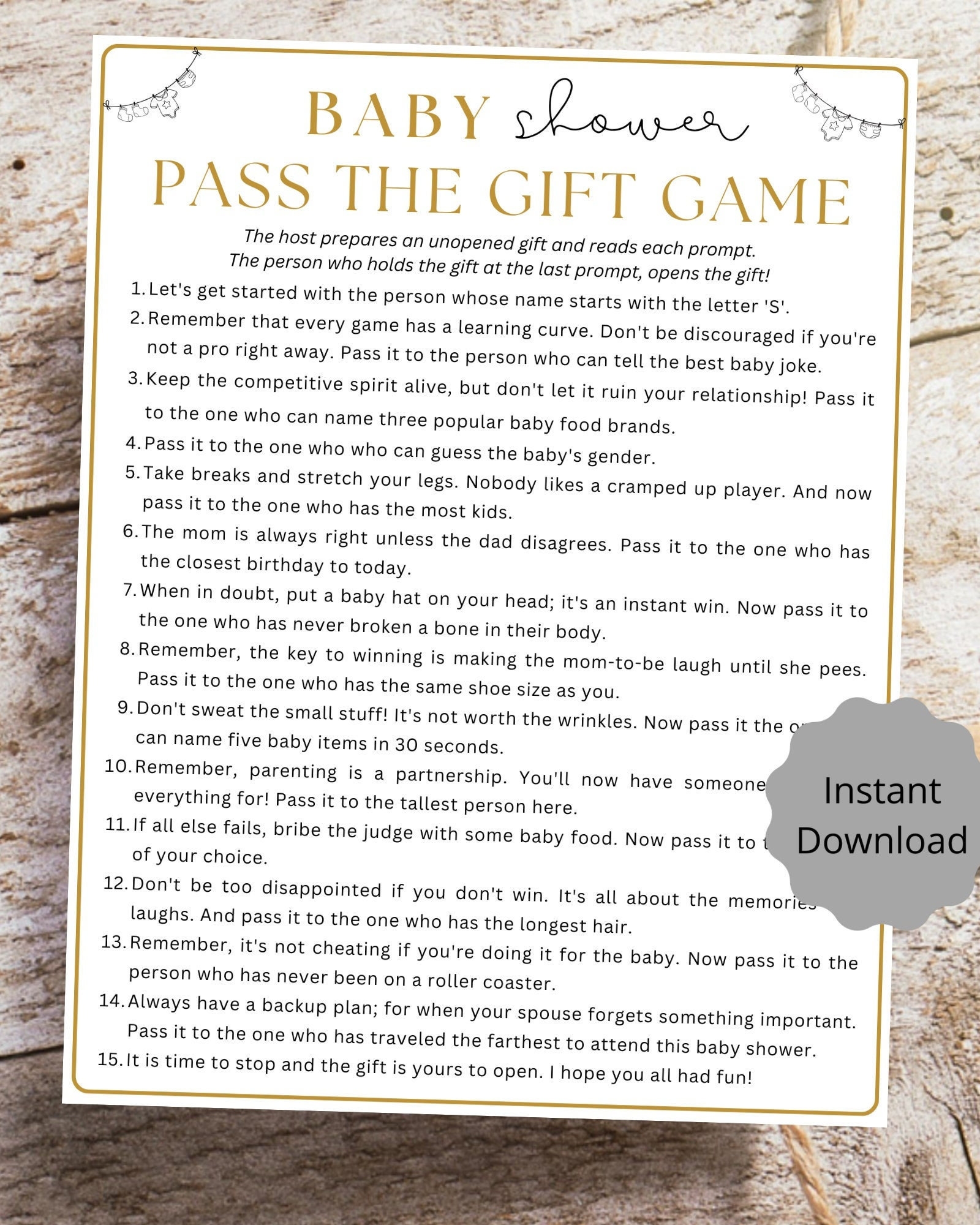 Pass The Gift Game Printable Baby Shower Baby Shower Game Fun Baby Shower Party Game Gender Reveal Pass The Prize Game white 1 Etsy