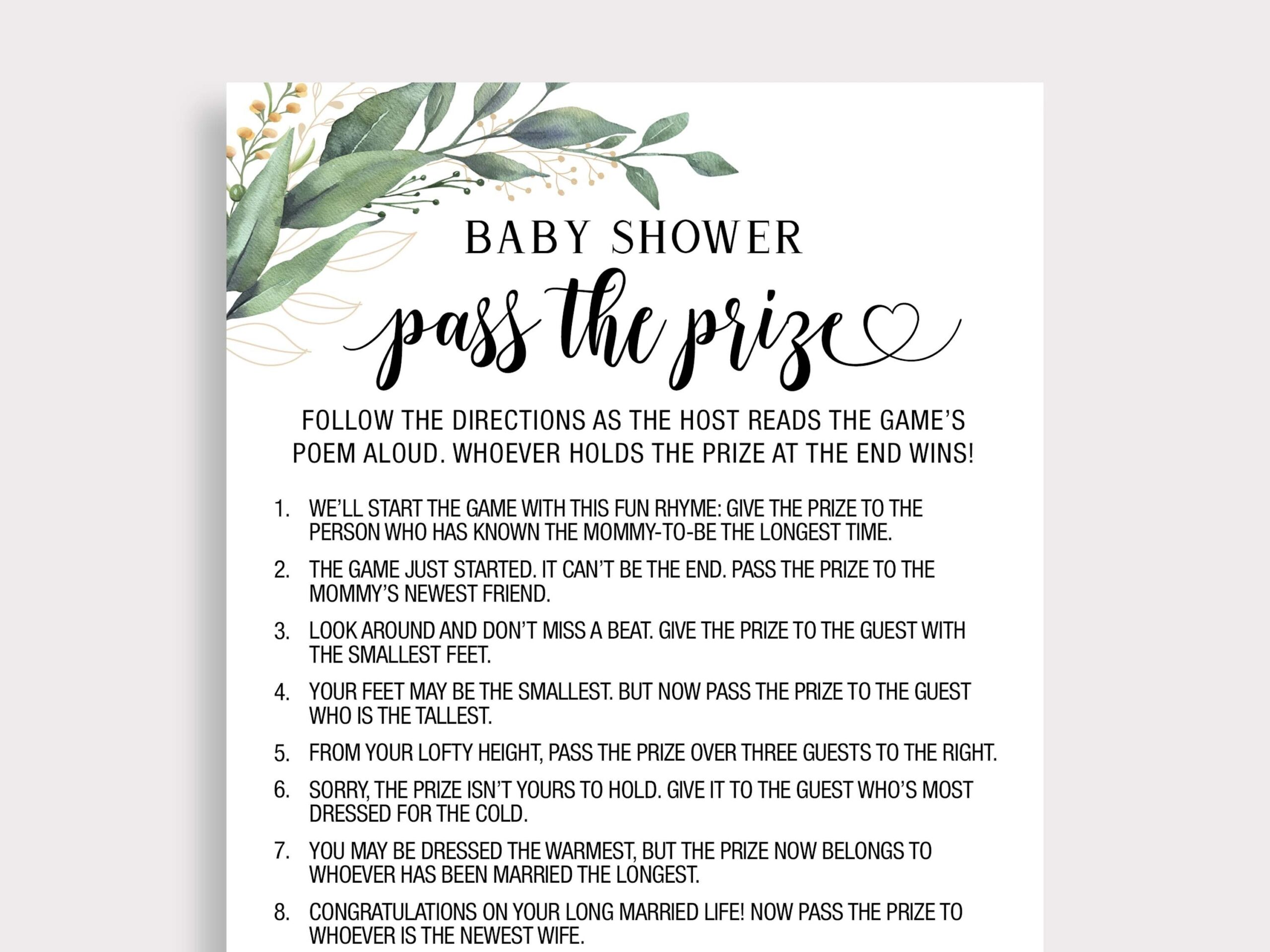 free printable baby shower poem game