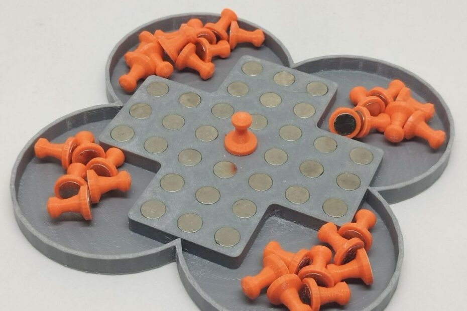 PEG Solitaire 3D Printable Magnetic Solitaire Game With