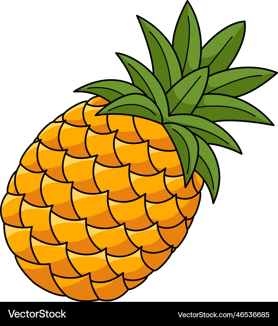 Pineapple Fruit Cartoon Colored Clipart Royalty Free Vector