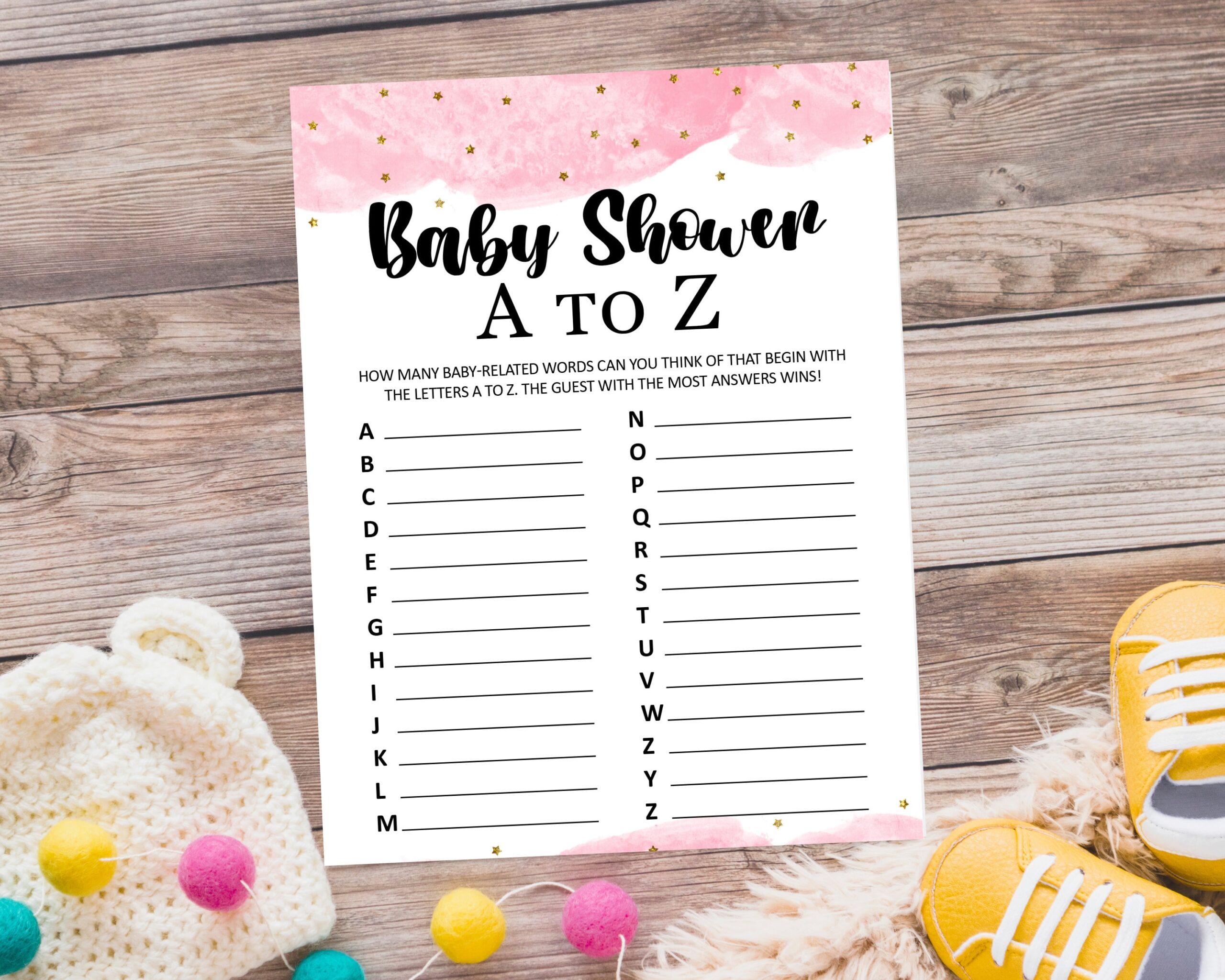 Pink Baby Shower Game Baby A To Z Game Baby Shower Game Printable Baby Girl Shower Printable Fun Baby Shower Game Girl Baby Shower Game Etsy