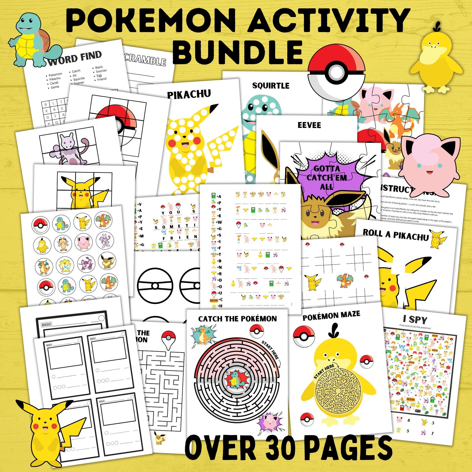 Pokemon Activity Bundle For Kids Pokemon Printables Pokemon Party Games And Activities Pokemon Games Pokemon Download Etsy