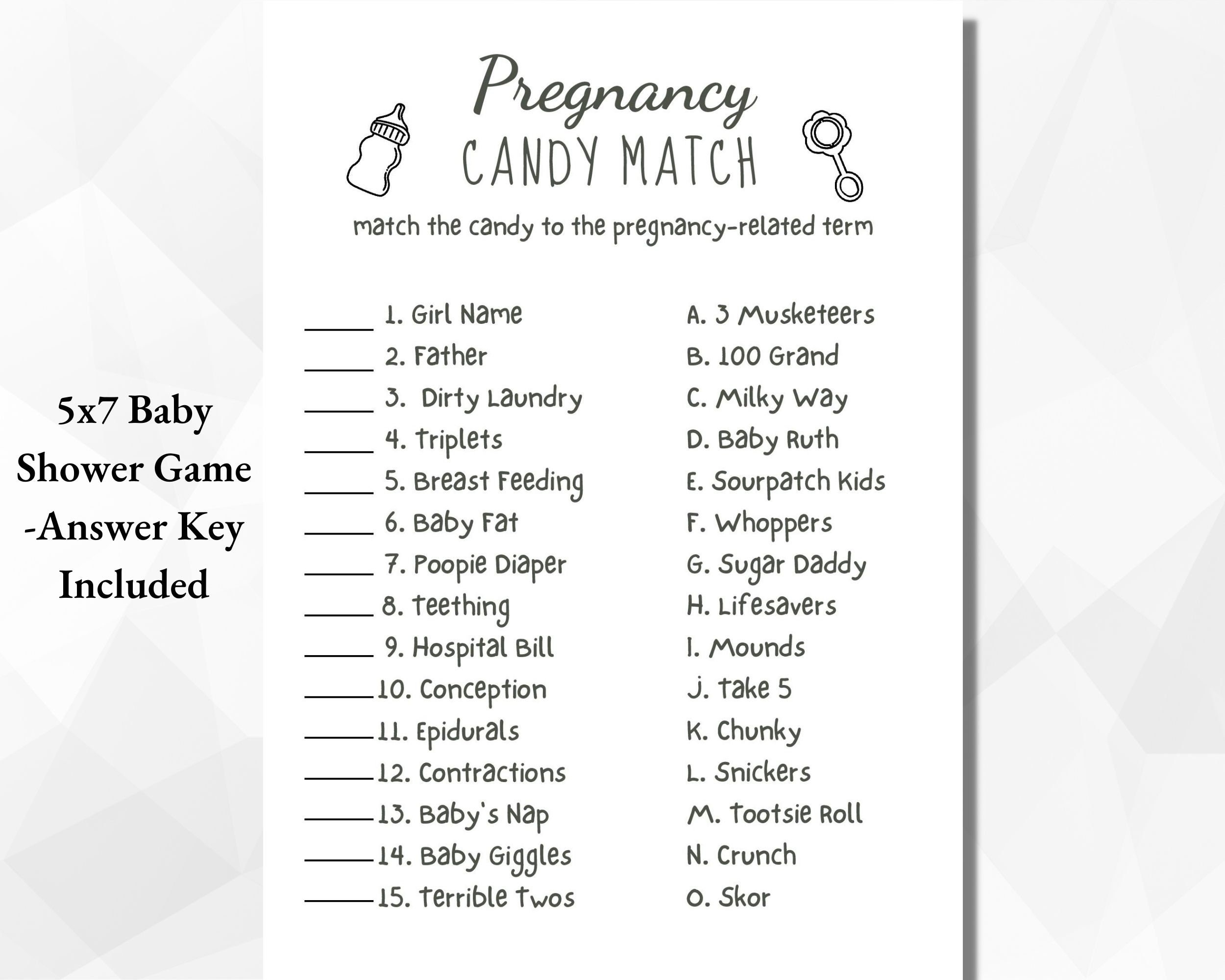 free printable baby candy match game