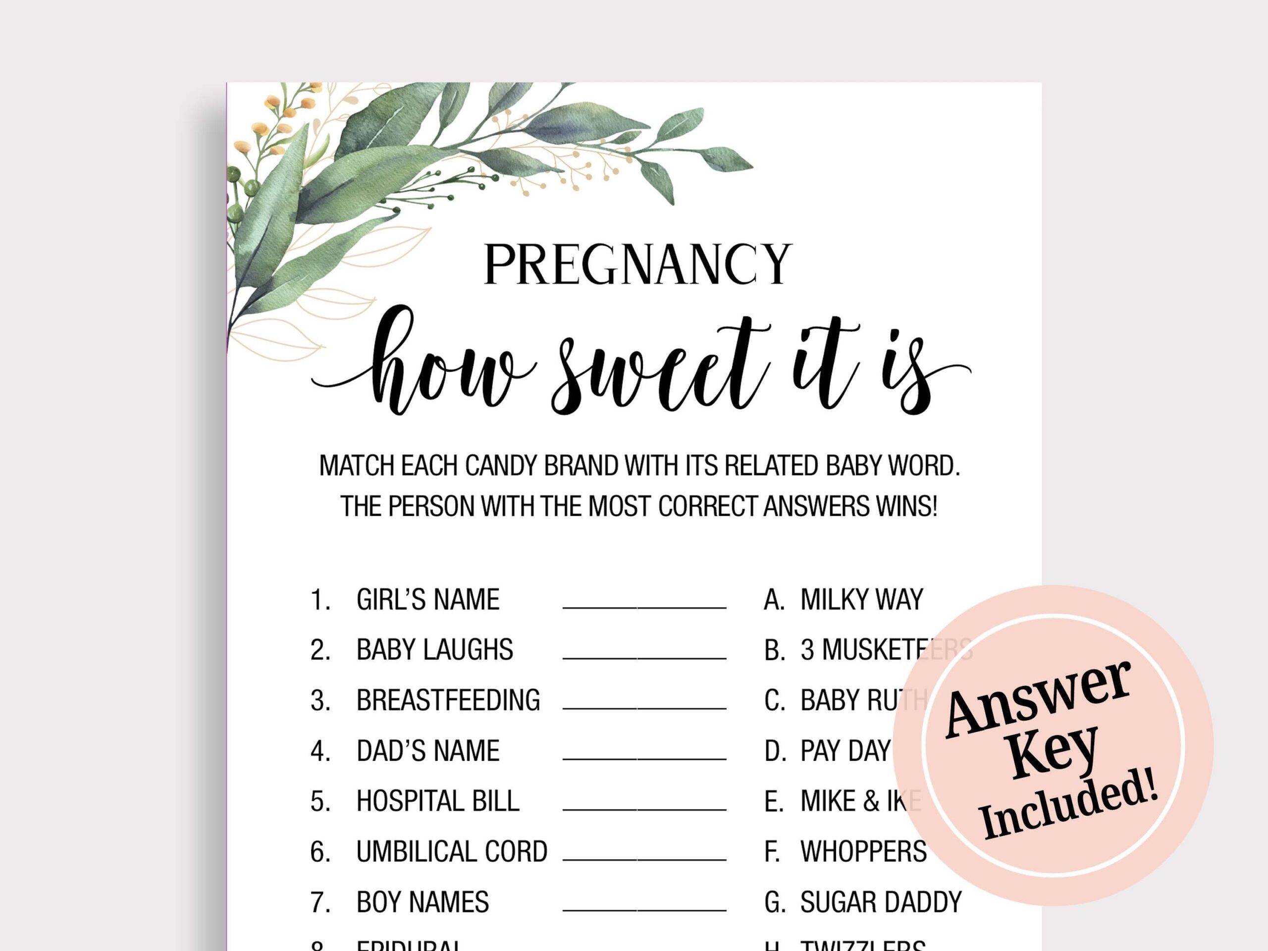 Pregnancy How Sweet It Is Baby Shower Game Pregnancy Candy Match Game Pregnancy Candy Bar Game Funny Baby Shower Games Candy Games C16 Etsy